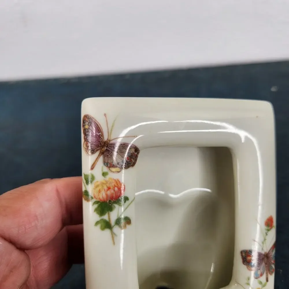 Takahashi Japan Porcelain Butterfly Floral Picture Frame Fairy Core Shabby Chic